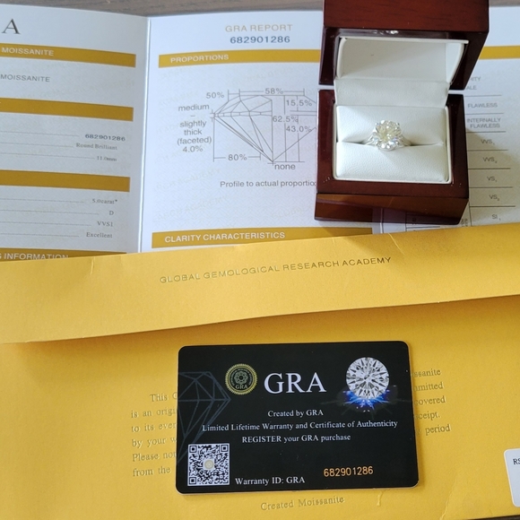 New 4ct Certified Moissanite Diamond Ring, Size 7 - Picture 9 of 11